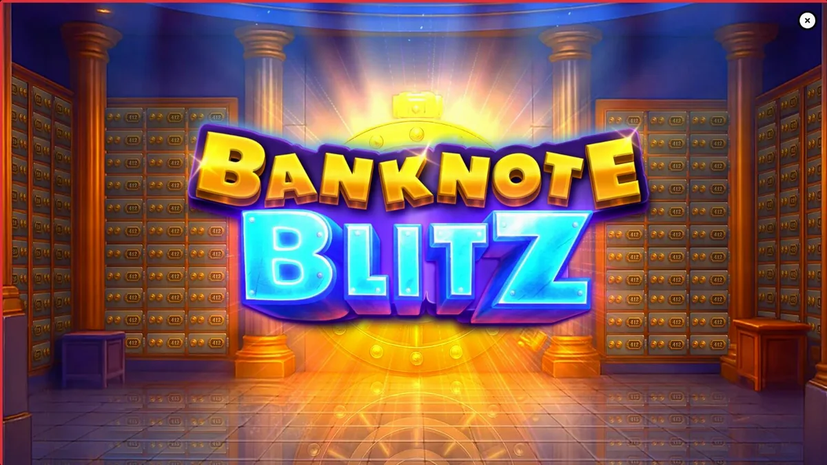 Interface do jogo Banknote Blitz com elementos de cofre e notas de banco