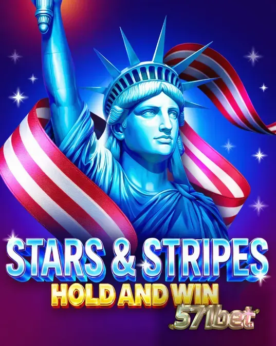 Interface do jogo Stars & Stripes Hold and Win com luzes de fogos de artifício